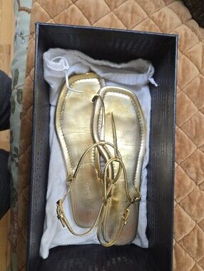Prada Gold Metallic Strappy Sandals